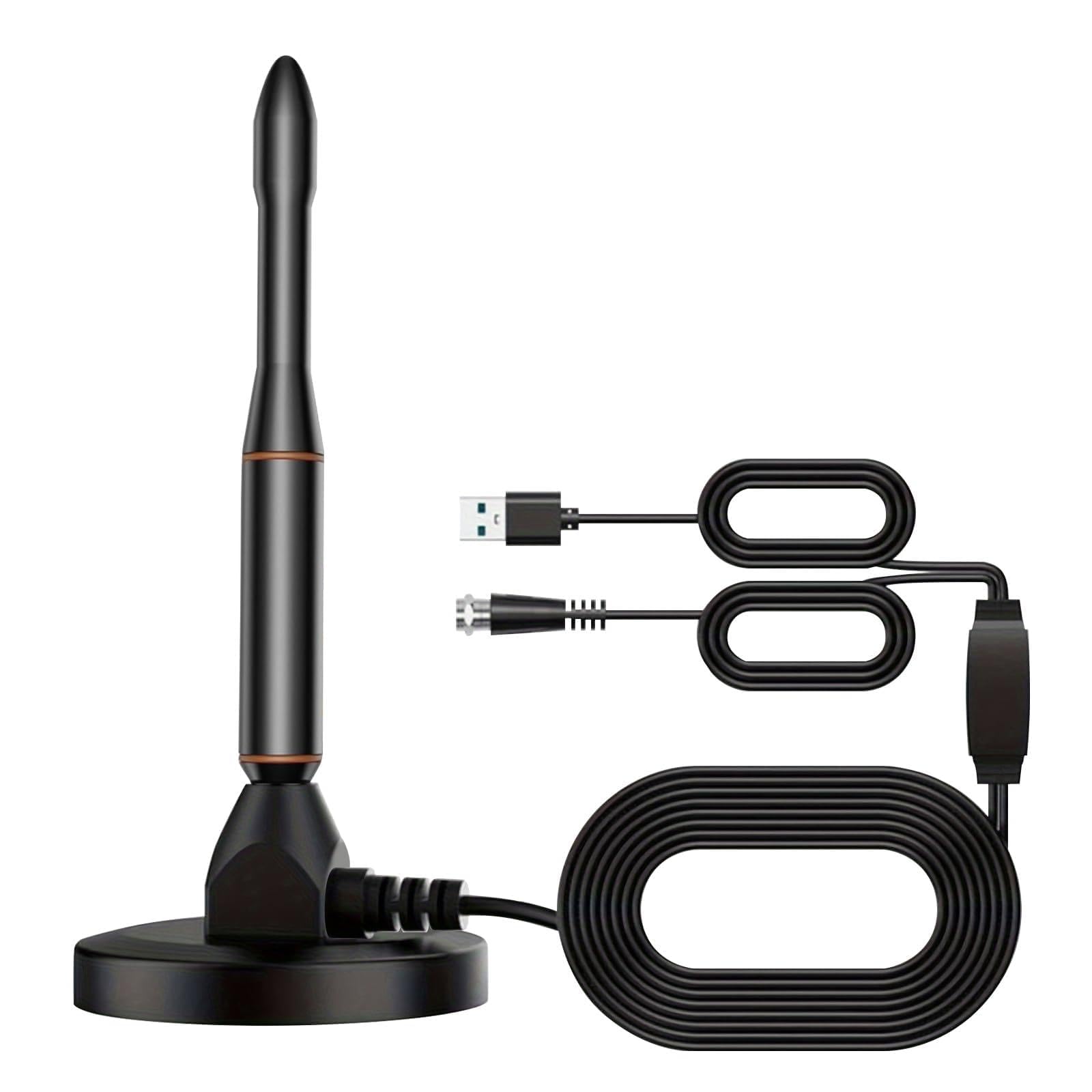 2026 Nuova Antenna Tv digitale Interna, Interni ed Esterni con Base Magnetica, Amplificatore di Segnale Support 4K HD/1080P/VHF/UHF per Home Smart Televisione/Radio, Cavo Coassiale 5M
