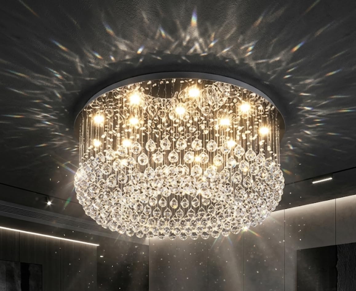 Sanleen Modern K9 Glass Crystal Chandelier | Spectacular Glittering LED Spiral Lighting Fixture Multicolour for Bedroom Dining Room Drawing Room & Luxury Home Décor-image-21