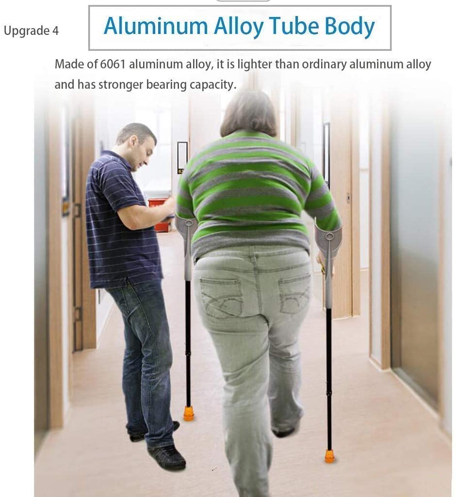 Kule ortopedyczne Regulowane kule ortopedyczne 1 para Uchwyt z wygodnym uchwytem Solidne aluminium o wysokiej gęstości Szare i czarne Lekkie kule ortopedyczne dla dorosłych Journey