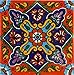 6x6 4 pcs Taretan Talavera Mexican Tile, Multicolor