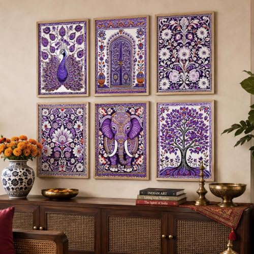 Image of kotart Traditional Indian Pichwai Wall Art Paintings with Frame for Home Decor - Framed Wall Painting for Living Room Bedroom Office Room Decor - Painting for Wall Decoration - (13x17 inch, G)