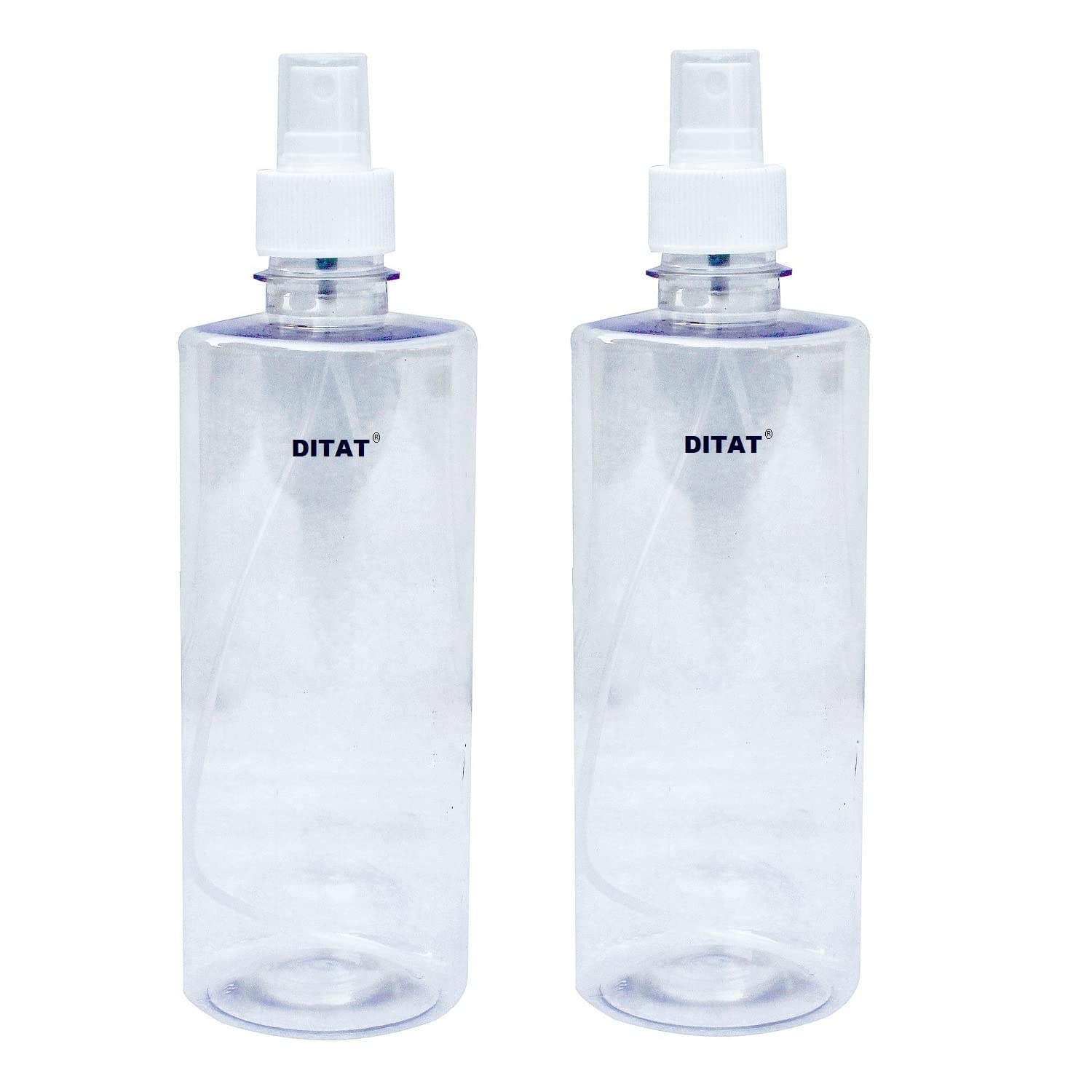 ditat 500ml refillable spray bottle with dust cap for fine mist beauty travel mini transparent spray bottle (pack of 2)