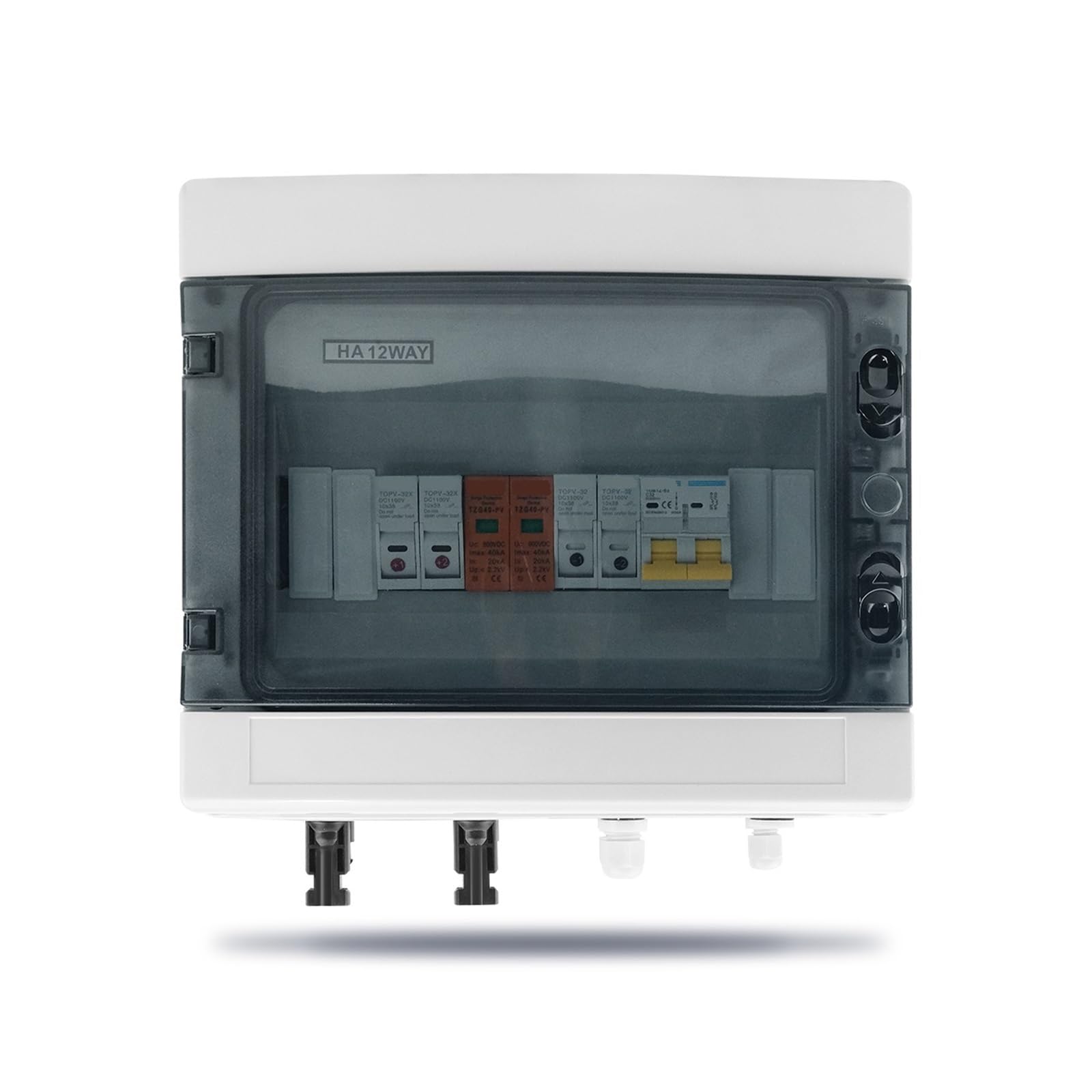 RWRAPS Scatola combinatrice Solare fotovoltaica con Protezione Contro i fulmini 2 ingressi 1 Uscita Scatola Impermeabile con Fusibile DC 600V IP65 12 Vie (Size : 16A DC)