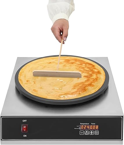 Máquina eléctrica para hacer crepes comercial, para hacer panqueques grandes, plancha, placa plana, sartén para crepes, cereales, estufa para