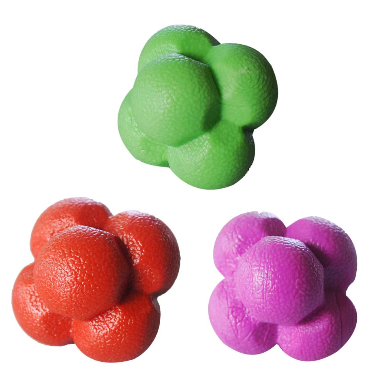 Yardwe 3Pcs Hexagonal Reaction Ball Agile Exercise Balls for Reflex Training Enhance Hand Eye Coordination Fun for High Bounce Training Balls