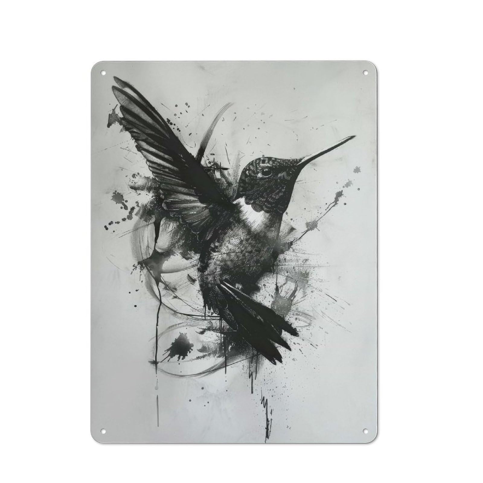 The Hummingbird Printed Metal Sign 40x30cm for Hobby Room Or Studio, Gift Idea at Christmas for Creative Interior Collectors