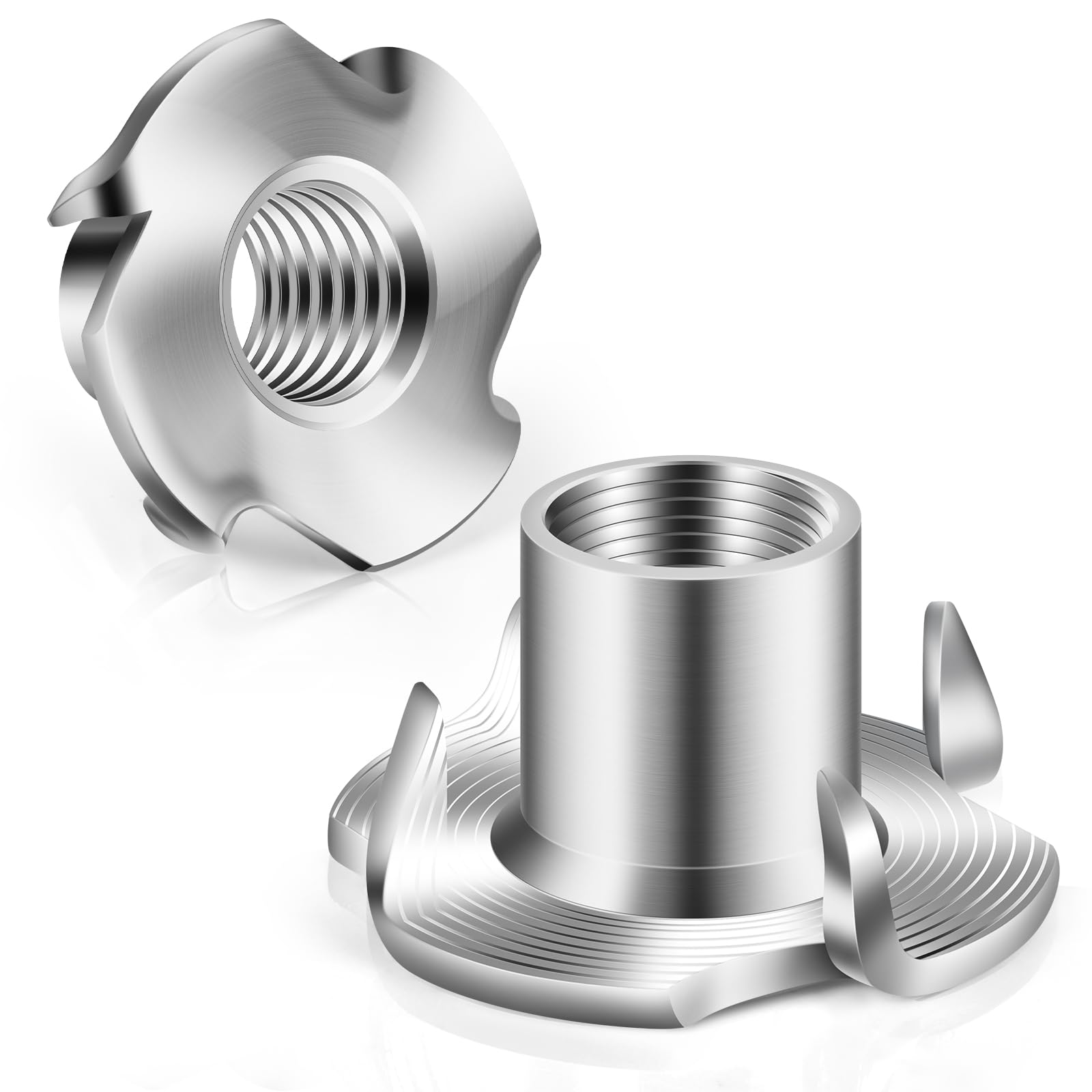 Photo 1 of 5/16"-18 T-Nuts 304 Stainless Steel, 4-Pronged Tee Nut for Wood, Rock Climbing Holds, Furniture, 25 PCS