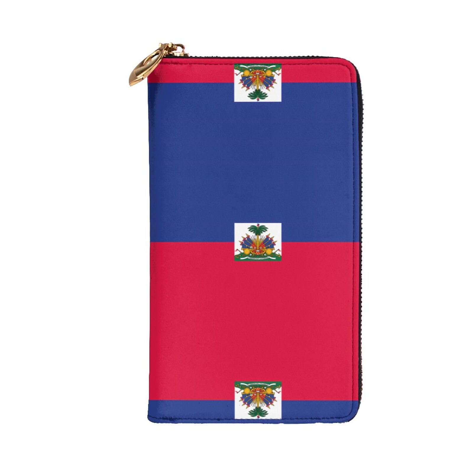 HerYng Haitian flag Long Zip Clutch Wallet - Unisex Phone Case with Credit Card Slots, Coin Compartment, Cash Slot