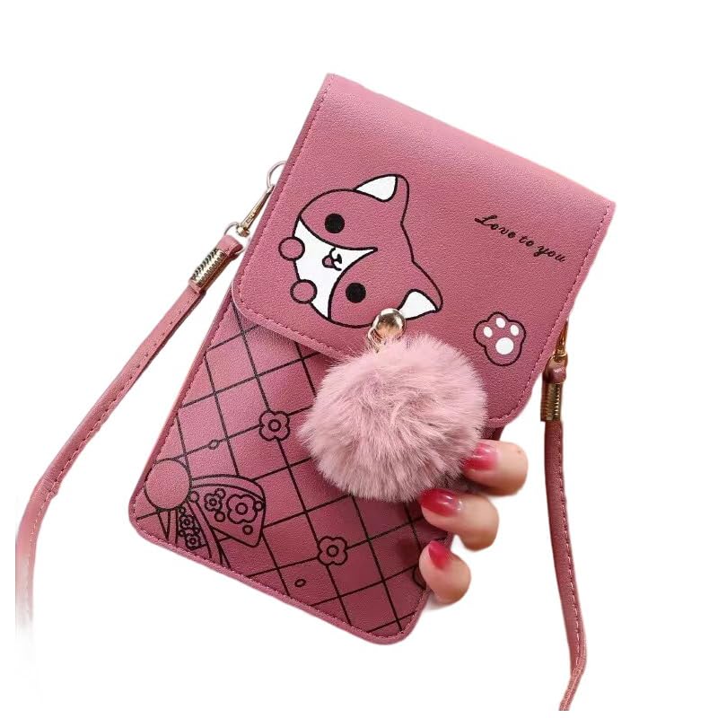 Phone Crossbody Bags for Women Small Mini PU Shoulder Wallet Card Quilted Purse Cute Patterned Trendy Phone Bag Plush Decor