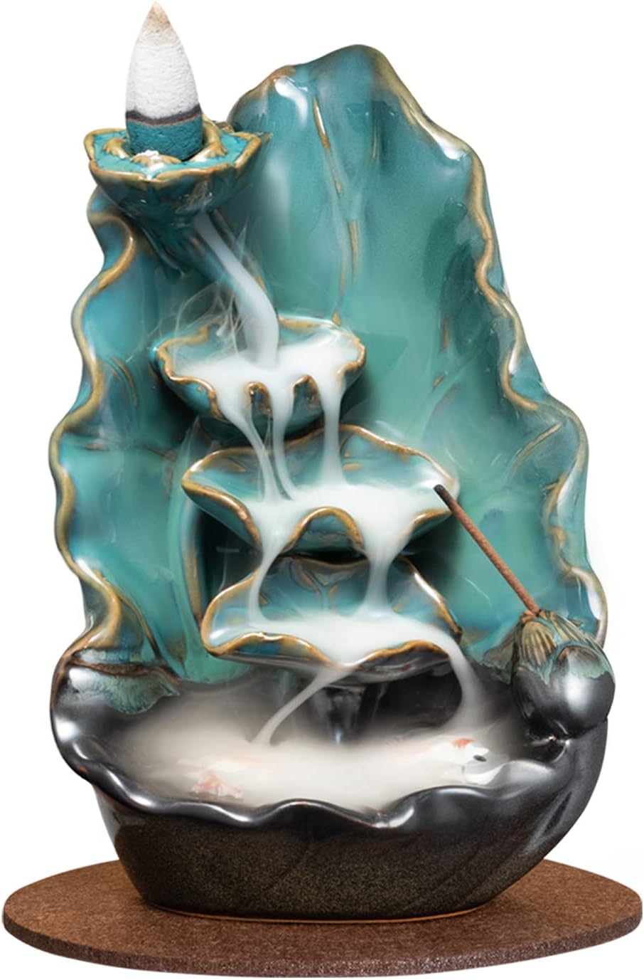 Blue Ceramic Backflow Incense Burner With 120 Cones And 30 Sticks Aromatherapy Decor Hdsa1022221n