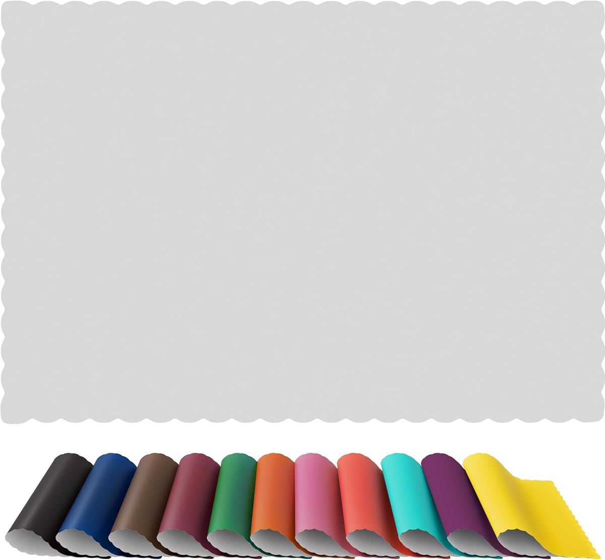 Manteles individuales de papel desechables, manteles individuales con borde festoneado, blanco, paquete de 100 | Manteles individuales de papel desechables, diseño con borde festoneado, blanco, 100 unidades, instalación y limpieza rápidas de la mesa