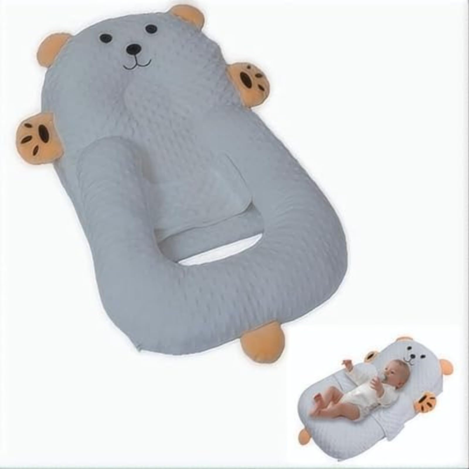 Ergonomisches abnehmbares Stillkissen – Anti-Reflux & Spuckschutz für Neugeborene, Unterstützung beim Flaschen-/Brustfüttern, antibakteriell & atmungsaktiv, Komfort für Baby