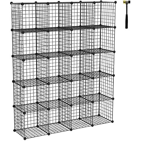 C&AHOME Wire Cube Storage, 20-Cube Organizer Metal, Wire C Grids Storage, Storage Bins Shelving, Modular Bookshelf Shelf, Closet Cabinet Ideal for Home, 48.4”L x 12.4”W x 60.6”H Black UWCSM20B Cover