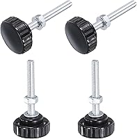 Vista 30 de Uxcell 4 juegos de perillas estriadas con tornillos de pulgar y tuercas, rosca macho métrica M6 x 35 mm, cabeza de plástico de 25 mm, perillas