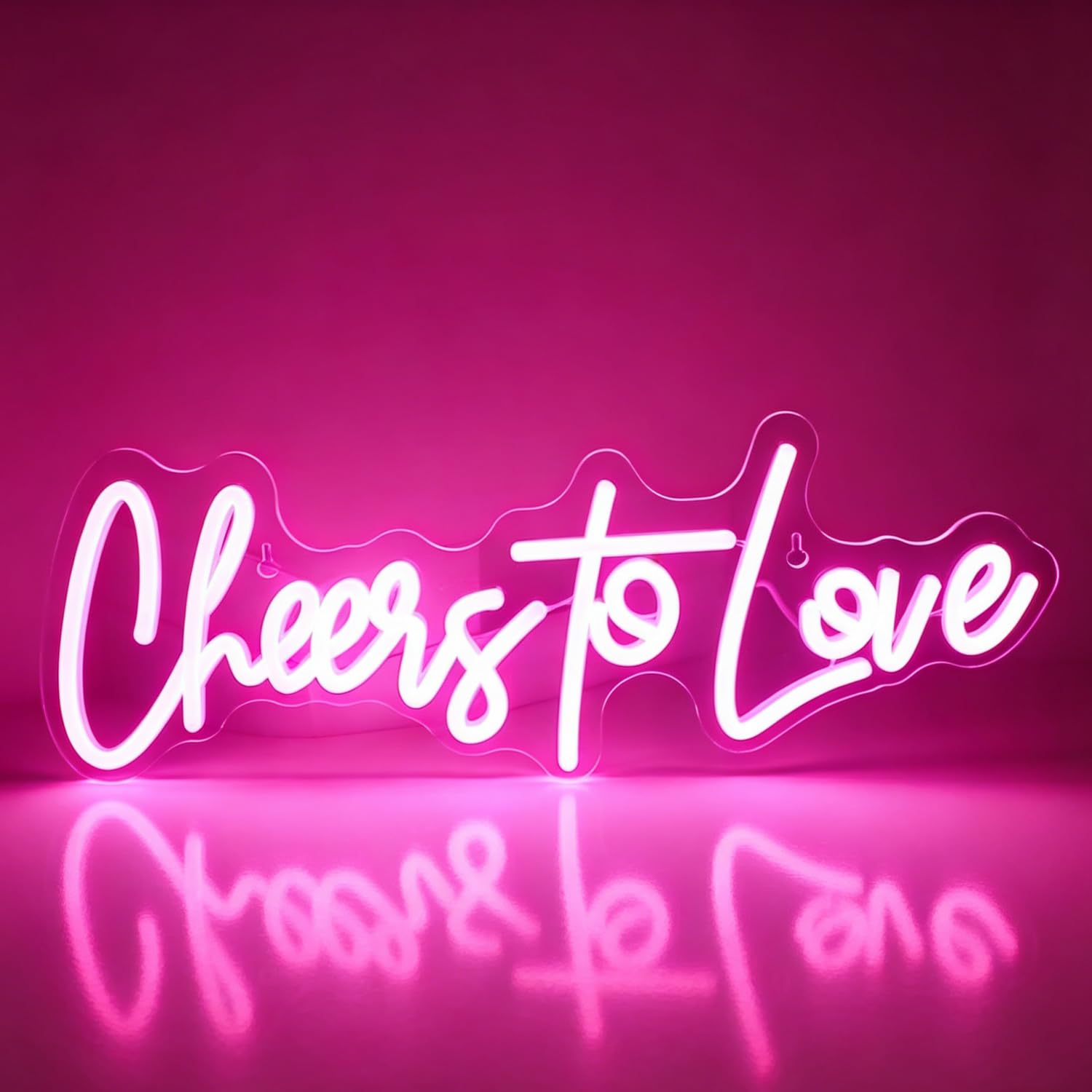 Cheers to Love Neon Sign for Wall Decor Pink LED Light Sign for Room Dimmable USB Powered Light Up Sign for Birthday Party Wedding Marriage Engagement Anniversary Decoration Women Men Gifts 5.7”x16.5”
