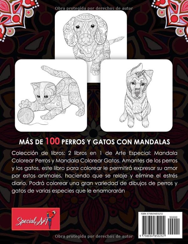 Miniatura 2 de Perros y Gatos con Mandalas - Libro de Colorear para Adultos Más de 100 lindos, cariñosos y hermosos Perros y Gatos. Libros de colorear anti estrés