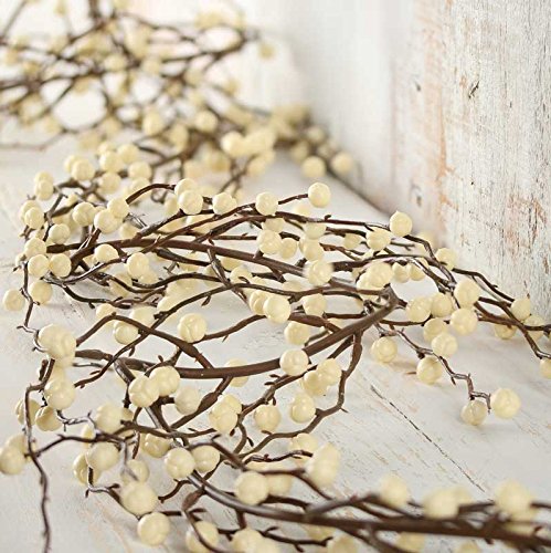 Creamy Winter White Weather Proof 6 Foot Long Christmas Garland by Factory Direct Craft Vinyl Berry Garland for Indoor and Outdoor Holiday Decorating and Country Farmhouse Decor