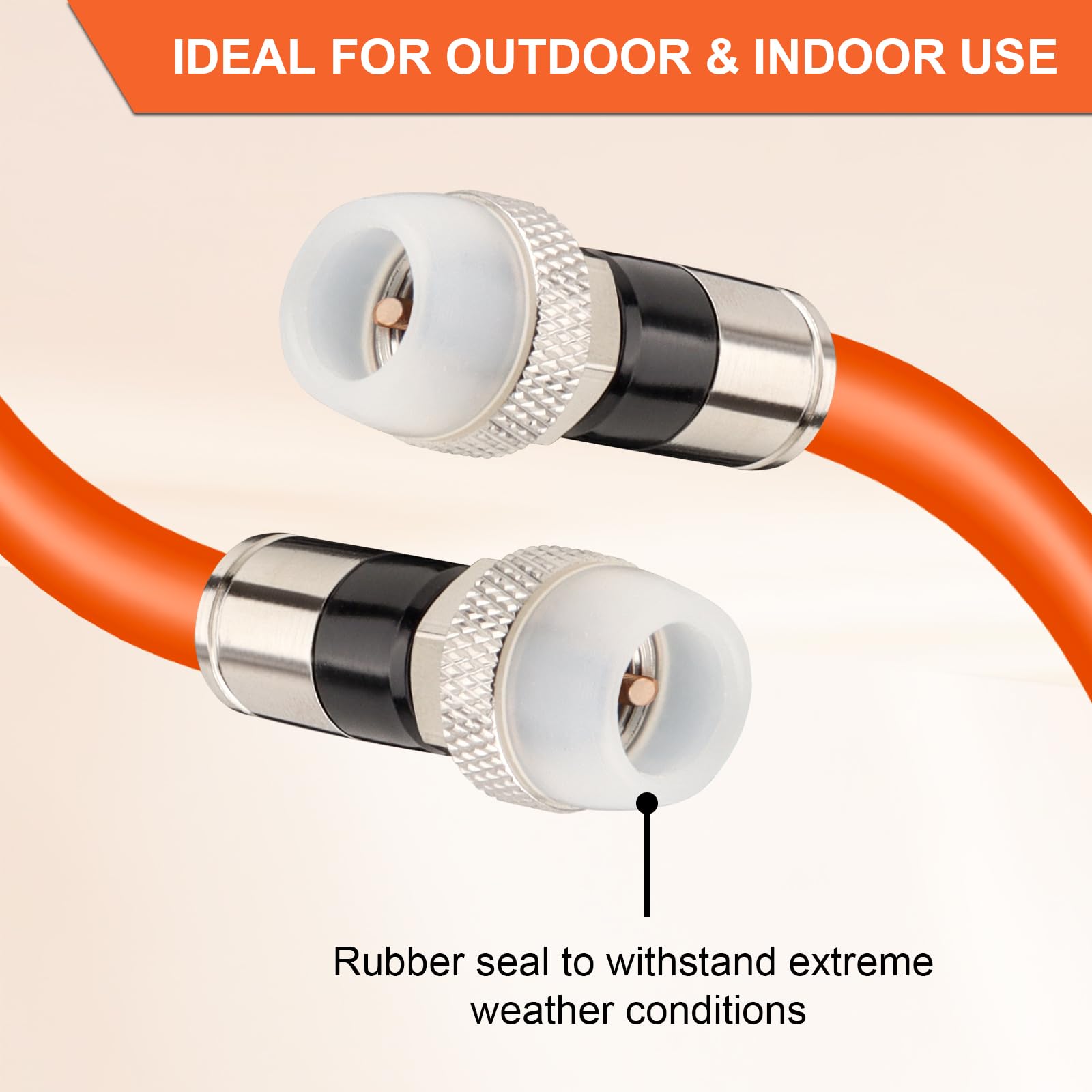 MOOKEERF Cable coaxial RG6 de 60 pies, cable coaxial RG6 para TV con funda de goma resistente a la intemperie, cable coaxial RG6 de entierro directo de 75 ohmios para antena de TV digital, Internet de
