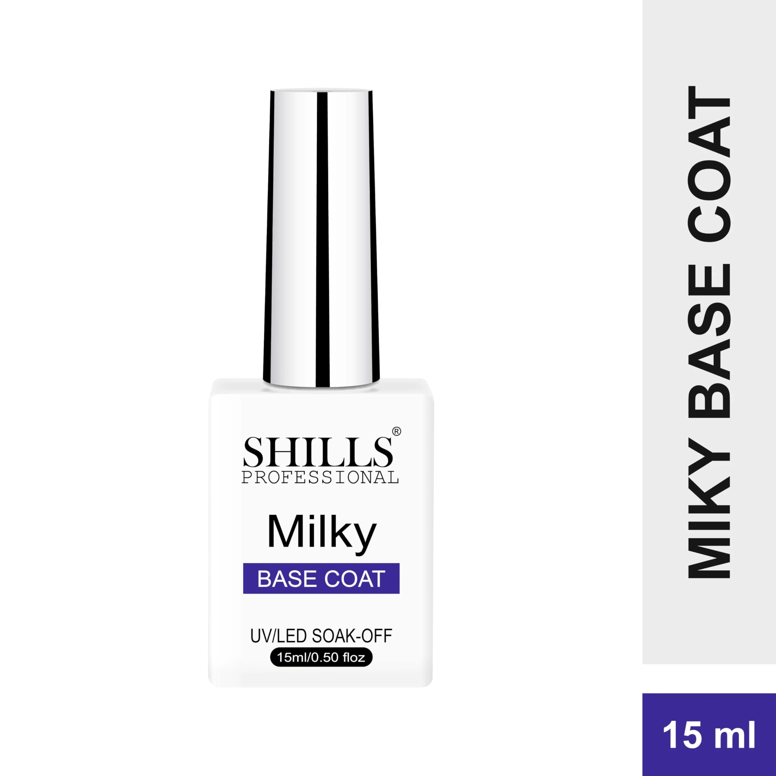Shills Professional Milky Base Coat 15ml β UV LED Soak Off Nude Sheer Gel Polish, French Manicure & Baby Boomer Nail Ba.se, Natural Pink Builder Base Gel (09)