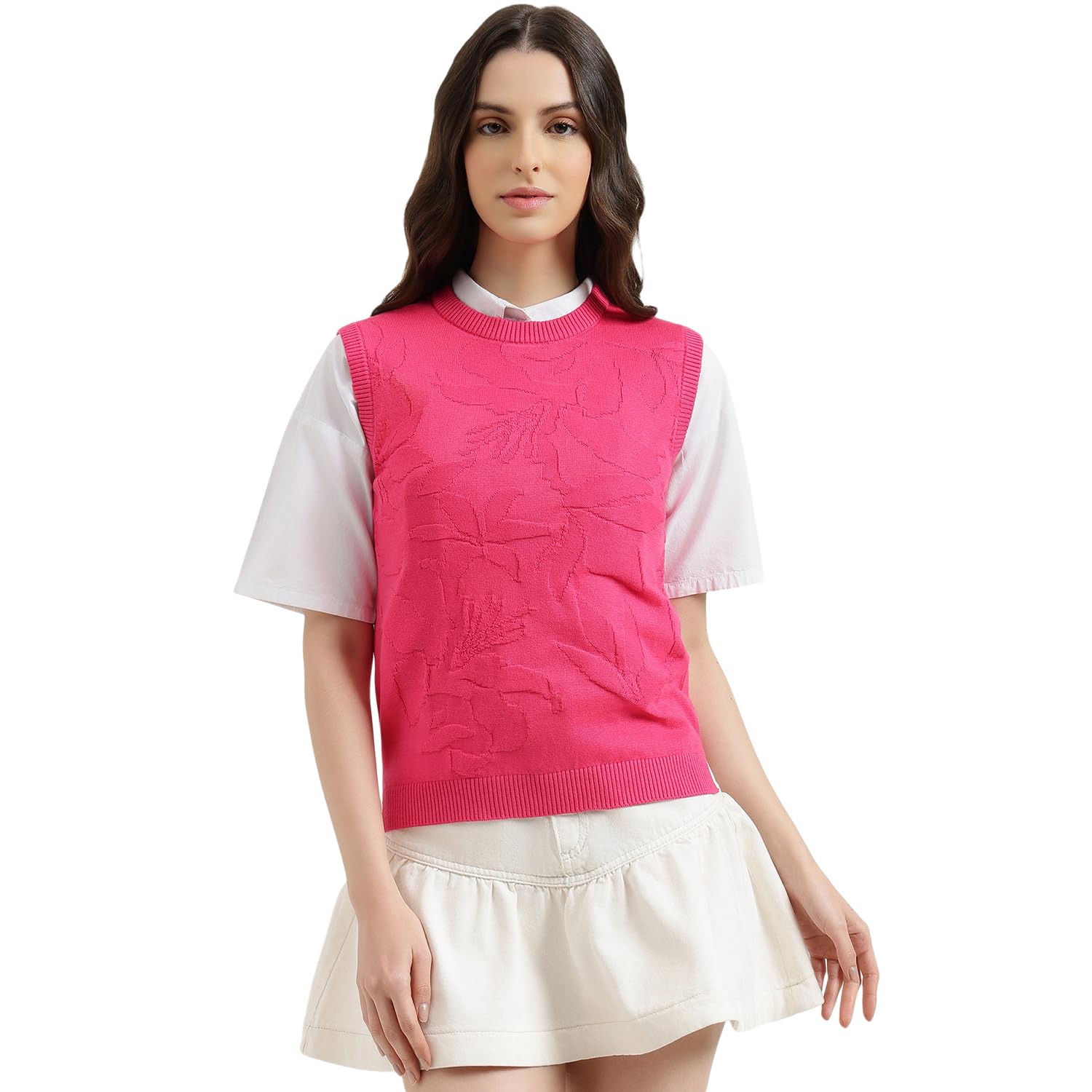 Round Neck Self Design Sweater-image-10