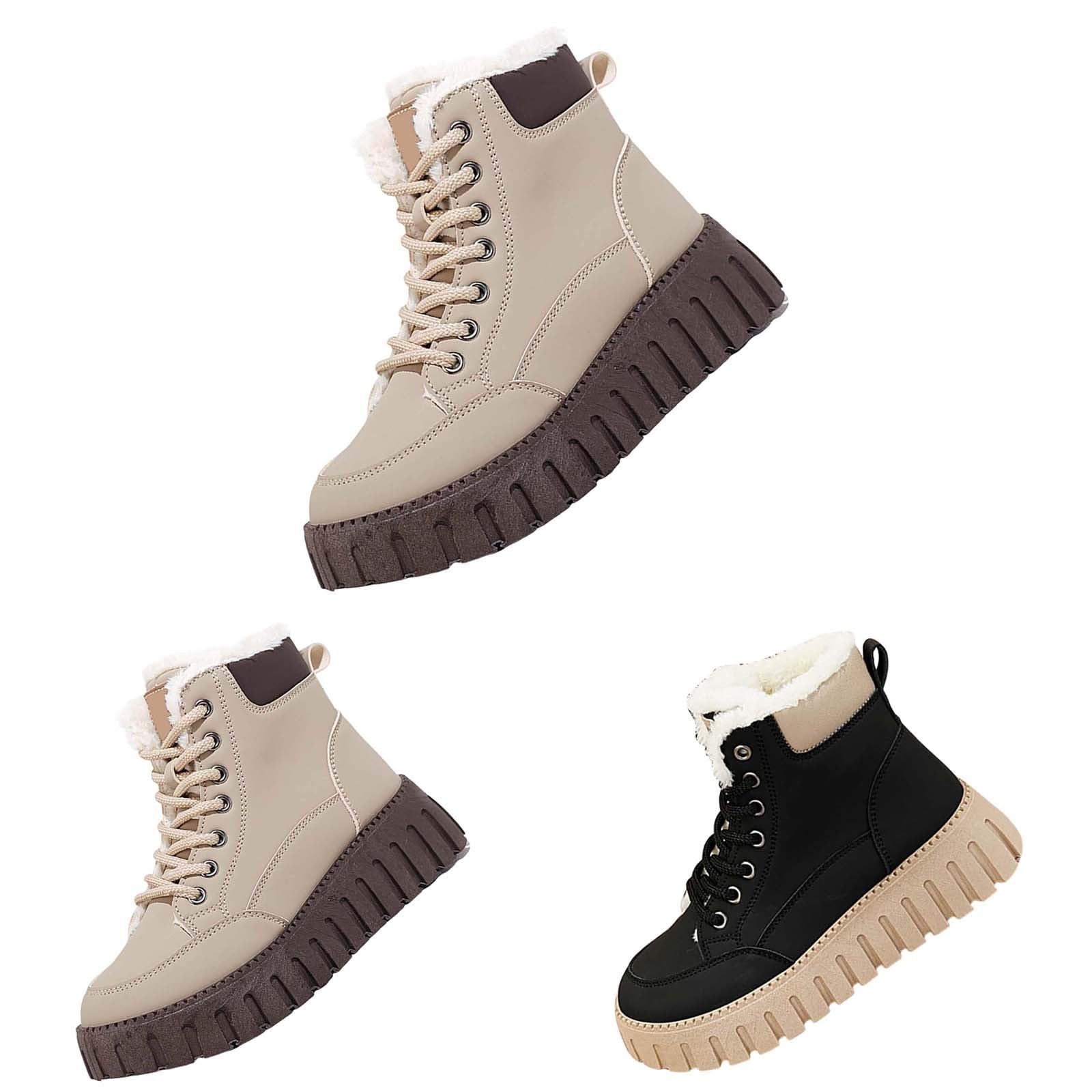 Zapatillas de estar por casa para mujer, mullidas, acolchadas, cálidas, cálidas y cálidas, botas cortas para mujer e invierno, botas acolchadas con tacón para mujer y mujer, con tacón