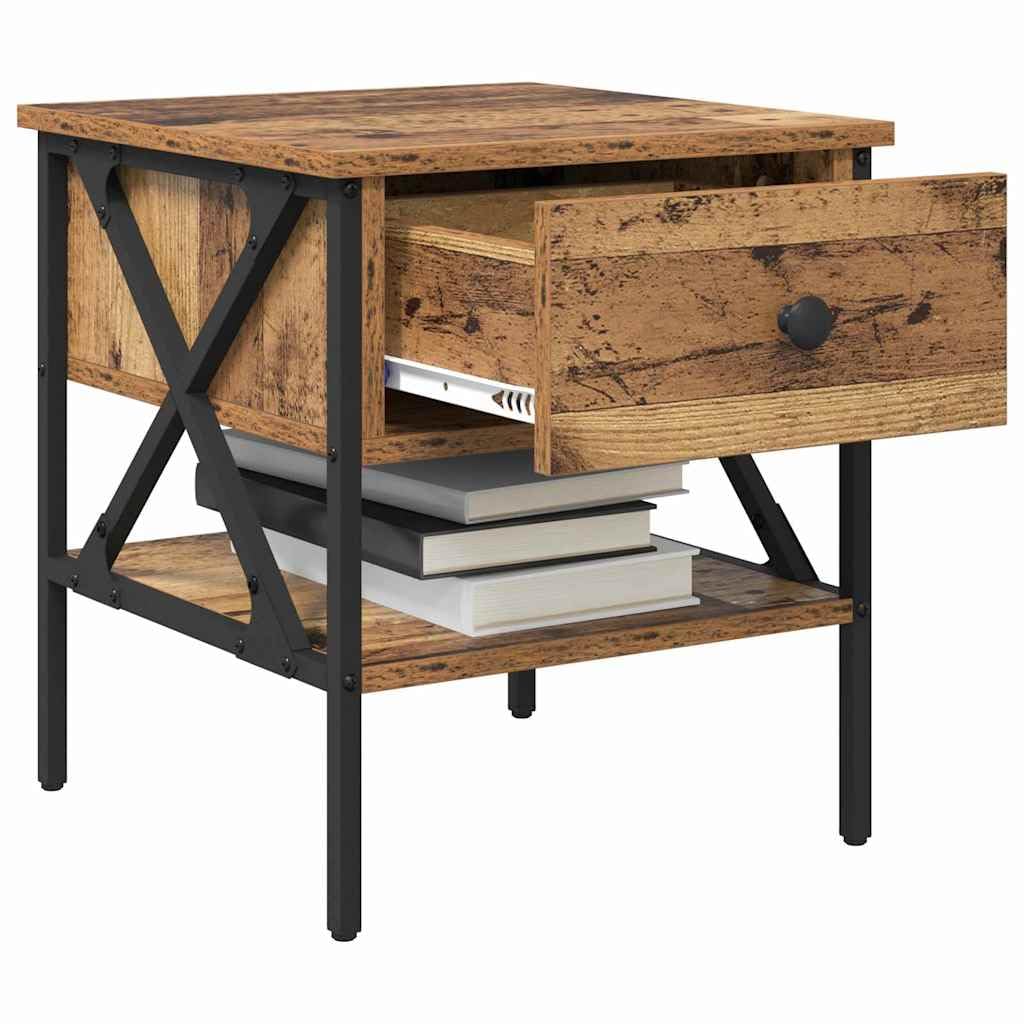 Vidaxl Bedside Cabinet With Drawer Old Wood 40 X 42 X 45 Cm