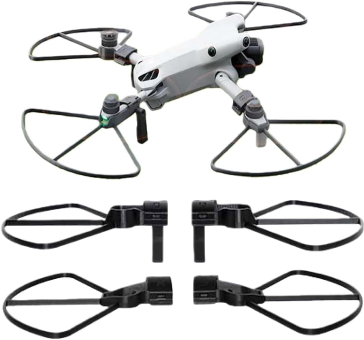 Protection d'hélice Protecteur Guards pour DJI Mini 5 Pro, Anneau Anti-Collision Hélice Lame Protection Couvercle de sécurité Accessoires pour DJI Mini 5 Pro (with Landing Gear-Black)