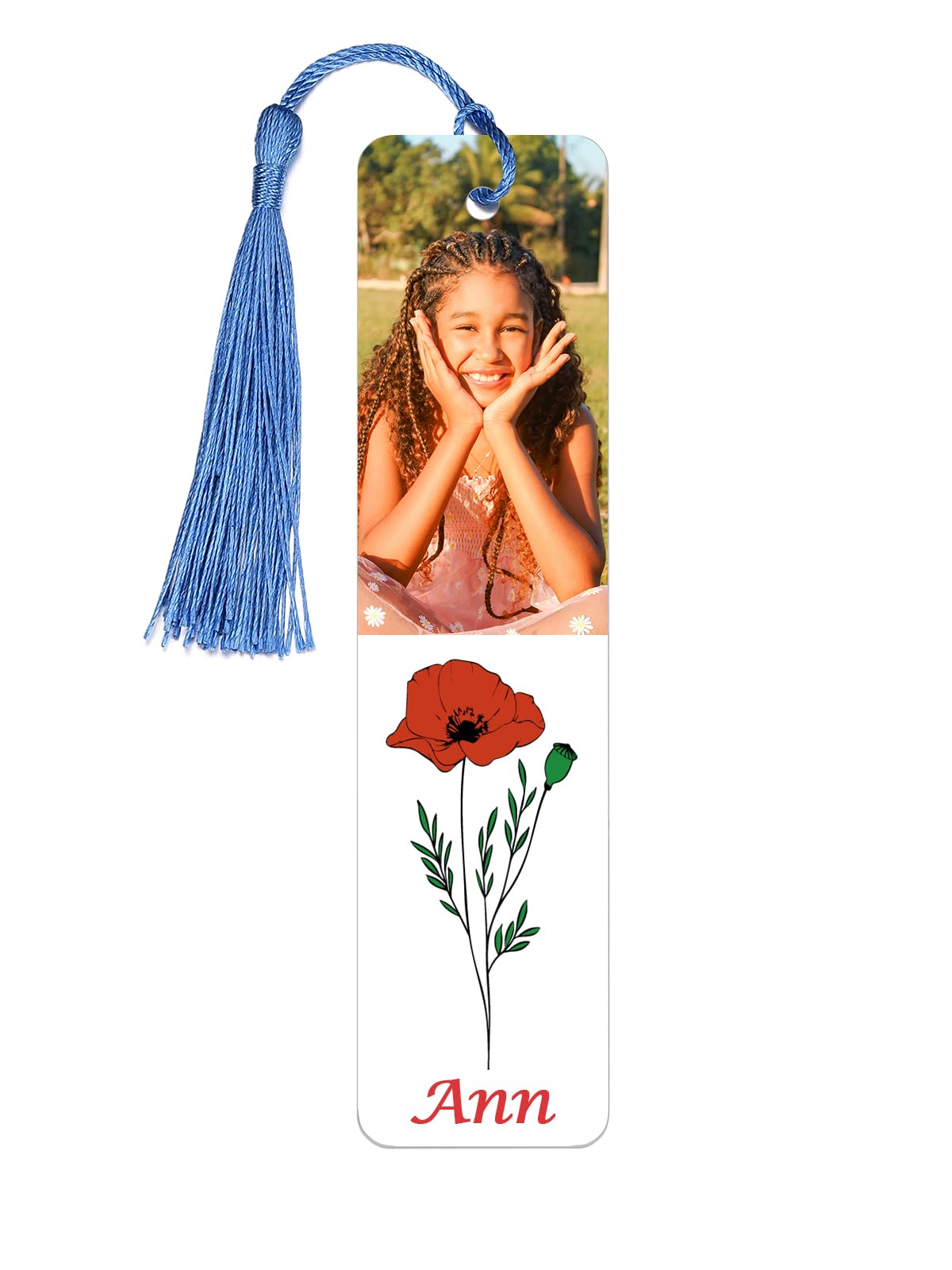 AllerPierce Personalised Photo Bookmark for Women Men Custom Birth Flower Name Book Mark with Tassel Personalised Birthday Gifts for Women Men Mum Students Teachers Reader Book Lover Christmas