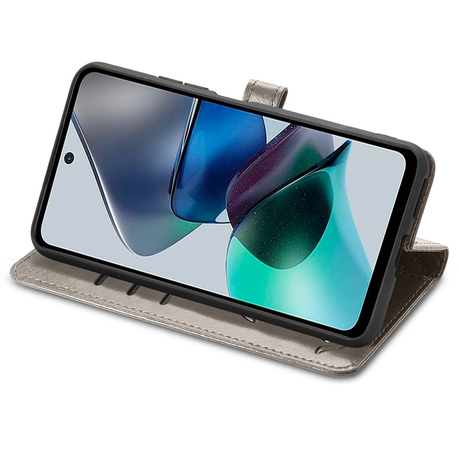 TOUCASA Cover per Motorola Moto G13/G23/G53,Flip Caso Custodia PU Pelle Portafoglio Unico Sottile Funzione TPU Antiurto Flip Cover a Libro per Motorola Moto G13/G23/G53 (Leone di Fissione