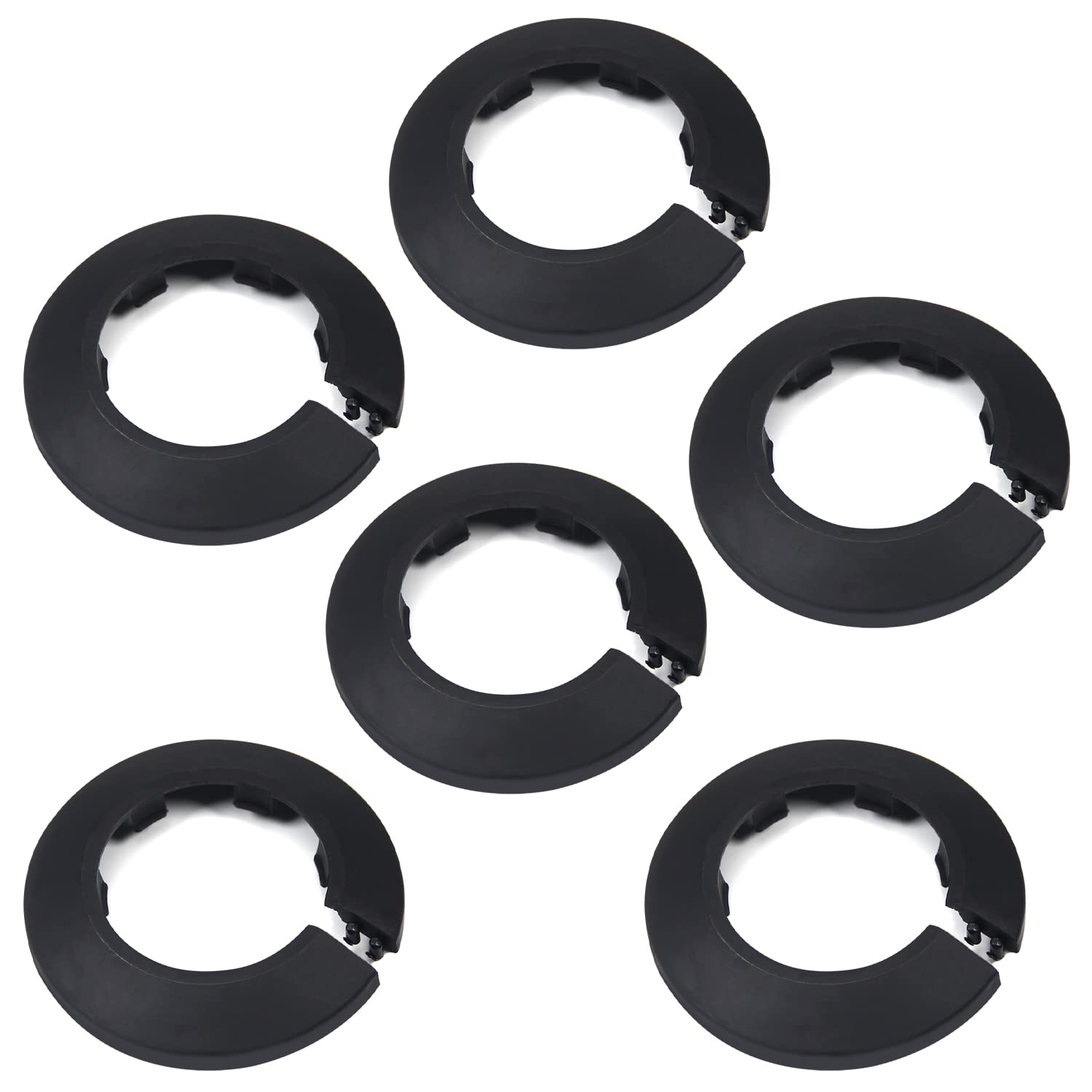 MroMax Fit 1.69" Outer Diameter Flange Water Pipe Cover Decoration Black Pipe Cover Radiator PP Plastic 43mm Escutcheon Collar for Wall Pipe Tube Decoration 6Pcs
