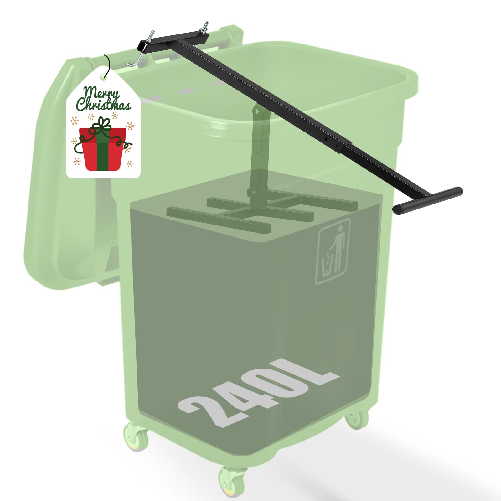 NEWTRY Manual Rubbish Press Waste Compactor with Adjustable Handle for Space-saving in 120-240L Wheelie Bin Trash Can,Steel