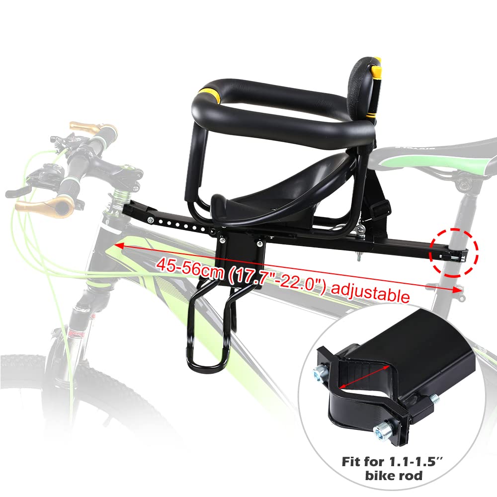 Irfora Siège de Vélo Enfant Avant Bébé avec Pédales et Support Dos pour VTT
