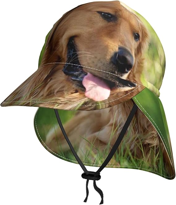 Amazon Co Jp 金毛の犬 帽子 キッズ 子供 幼児 Uvカット 夏 日よけ ハット つば広 帽子 アウトドアハット Upf50 紫外線対策 水泳帽 男の子 女の子 ベビー 保育園 幼稚園 小学生 イズ調整可 日焼け対策 ネックカバー付き ファッション