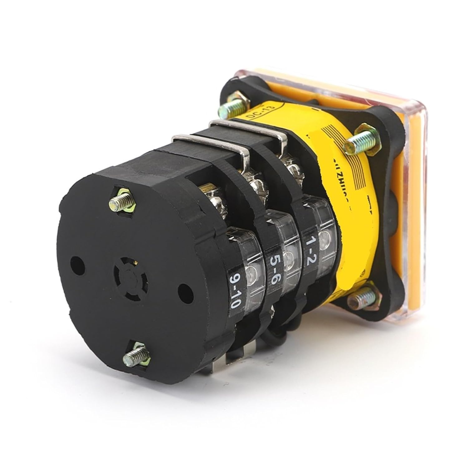 SZW25-48D/3 25A REV Stop for 3 Position Three Pole 12 Screw Yellow Panel Rotary Cam Switch 1Pcs