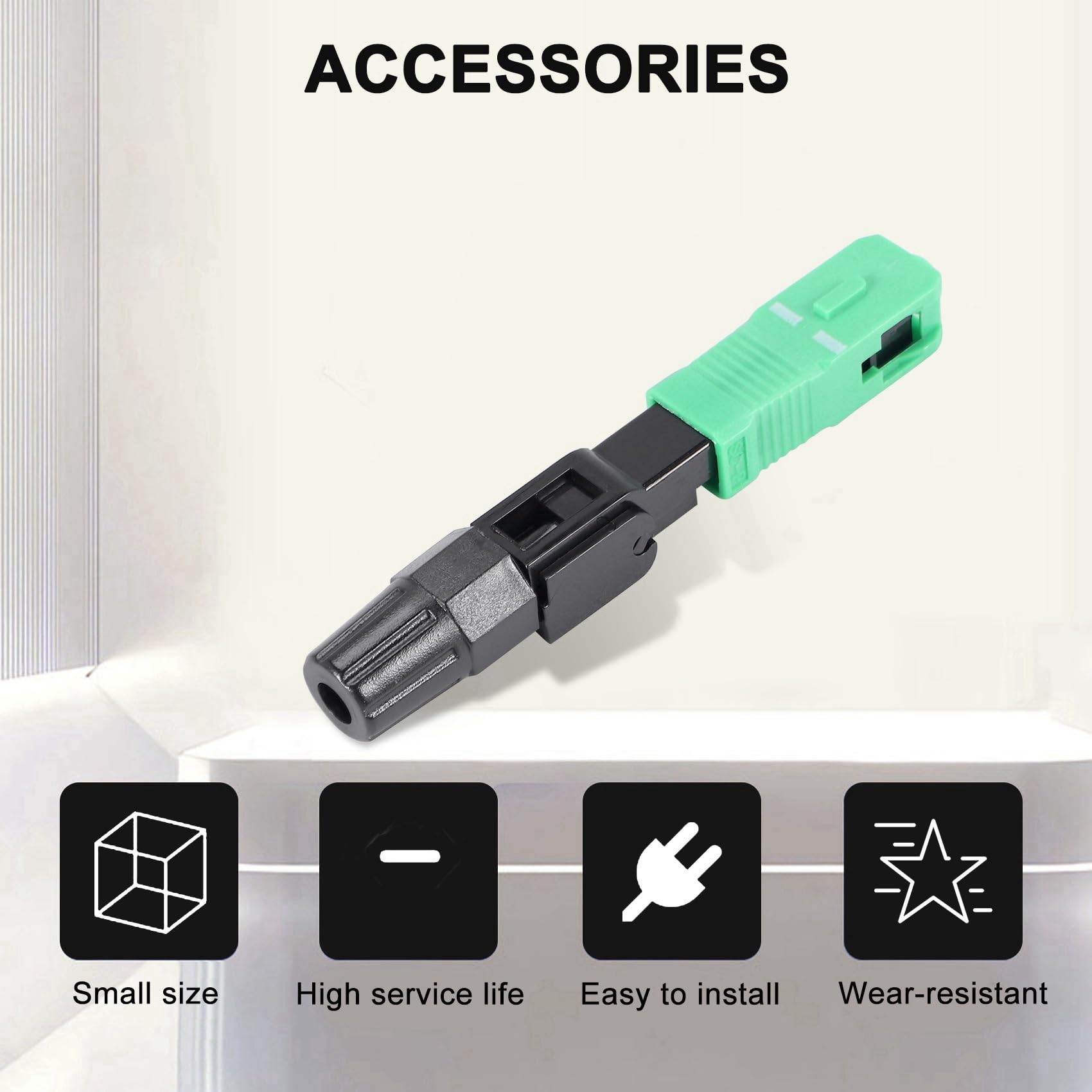 100 Pièces Séries Connecteur de Fibre Optique SC/Intégré Connecteur de Fibre Optique de Composant Monomode Intégré-Noir + Vert