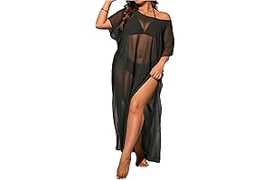 Sexy Flowy See-Through Plus-Size Mesh Cover Dress