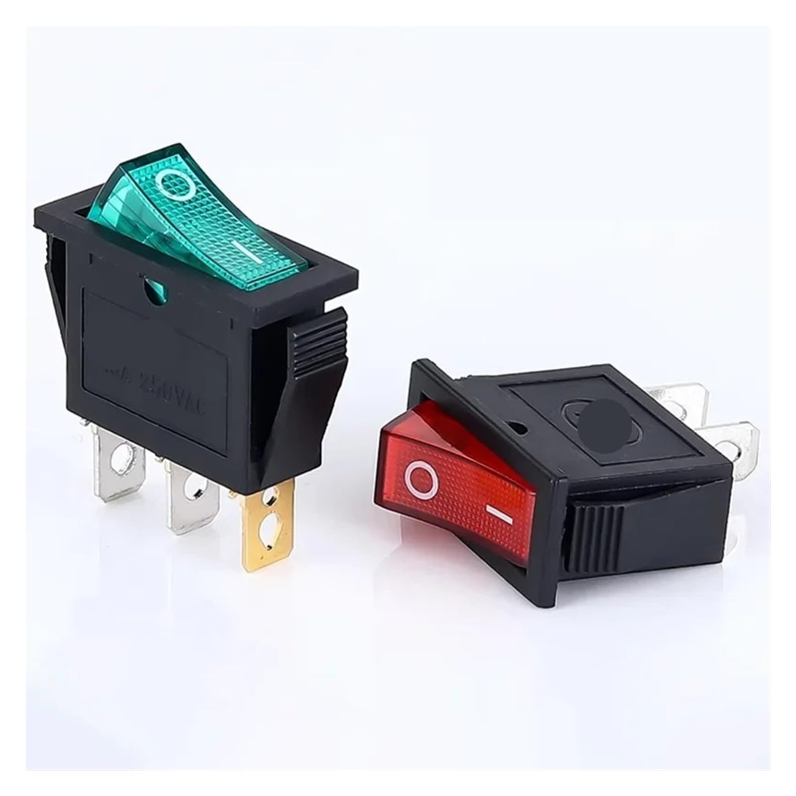 Interruptor basculante iluminado LED KCD3, encendido y apagado, 2/3 pines, 16 A, 250 V, con luz indicadora for equipos eléctricos de electrodomésticos automotrices.(3Pin Green,20PCS)