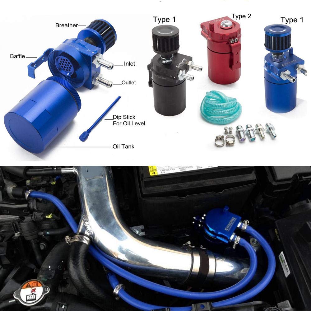 Epman TK-JYH08-AF Sport Universal Aluminum Oil Catch Can Reservoir Tank 400 ml + filtr Breather (czerwony)