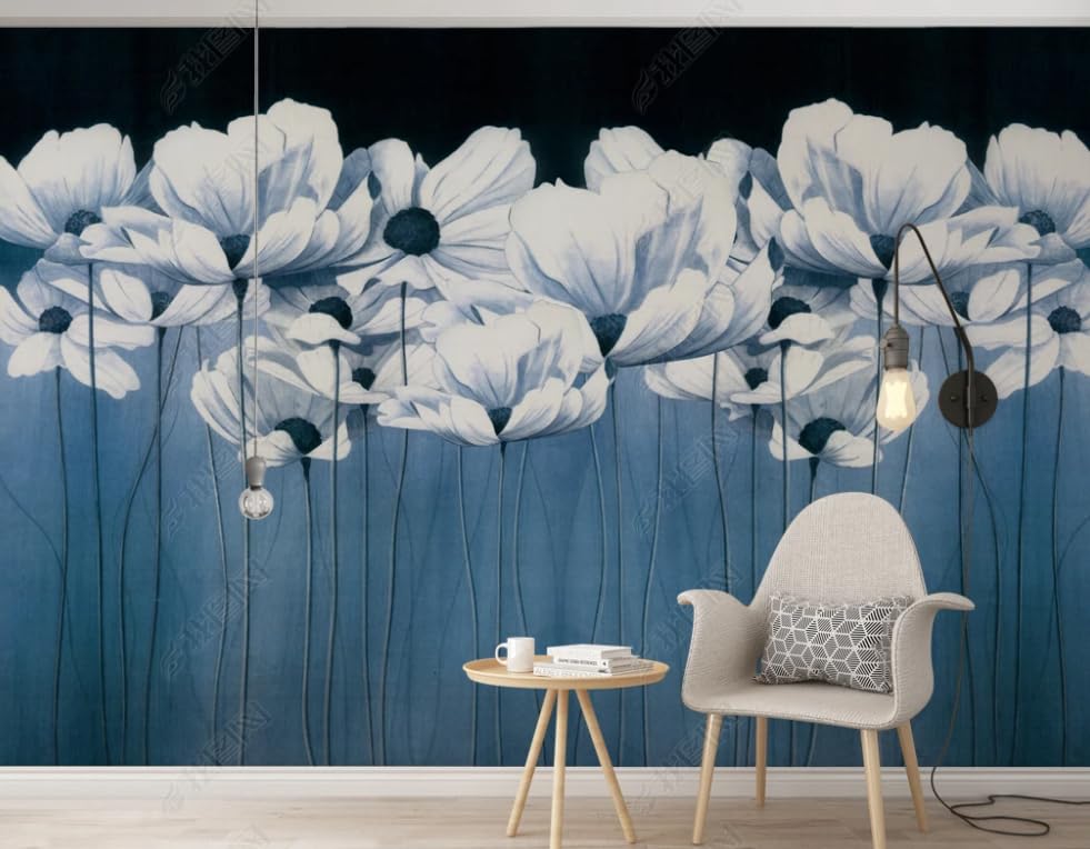 Papier peint intissé fleurs bleues poster géant mural salon 400x280 cm