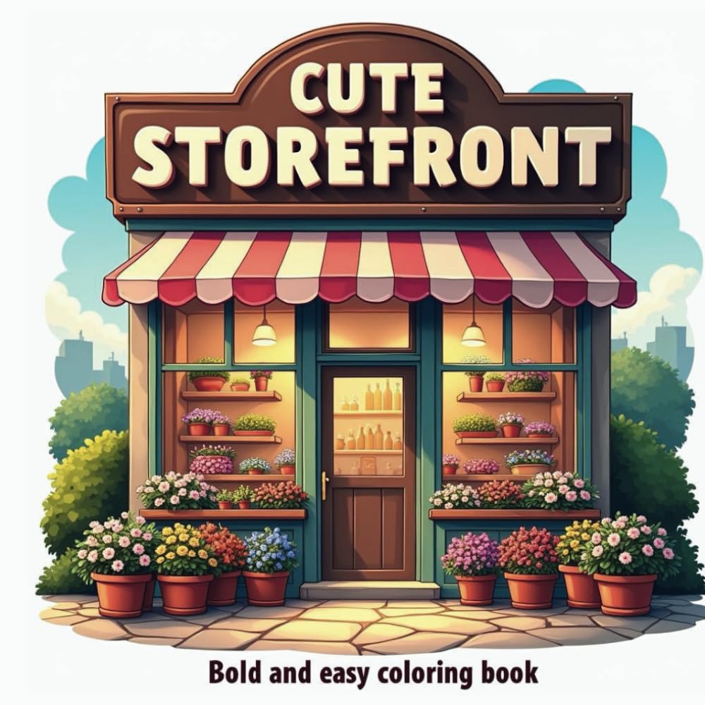 Cute storefront: bold and easy coloring book