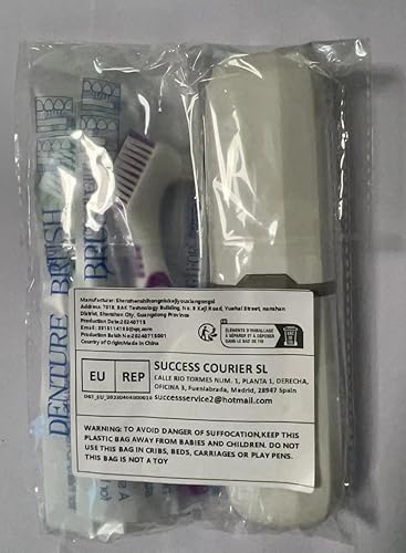 Miniatura 7 de Cepillo de dentadura postiza, 2 piezas de cepillo de dientes falsos con funda de transporte blanca, cerdas de varios niveles con mango de agarre