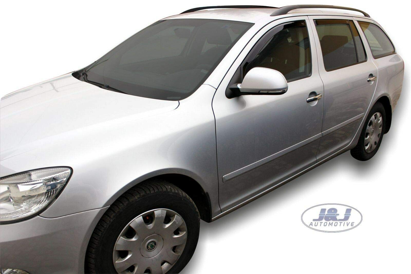 J&J AUTOMOTIVE Deflettori d'Aria per Skoda Octavia 2 Wagon 2004-2013, Set da 4 Pezzi, Nero Fumé Oscurato Heko