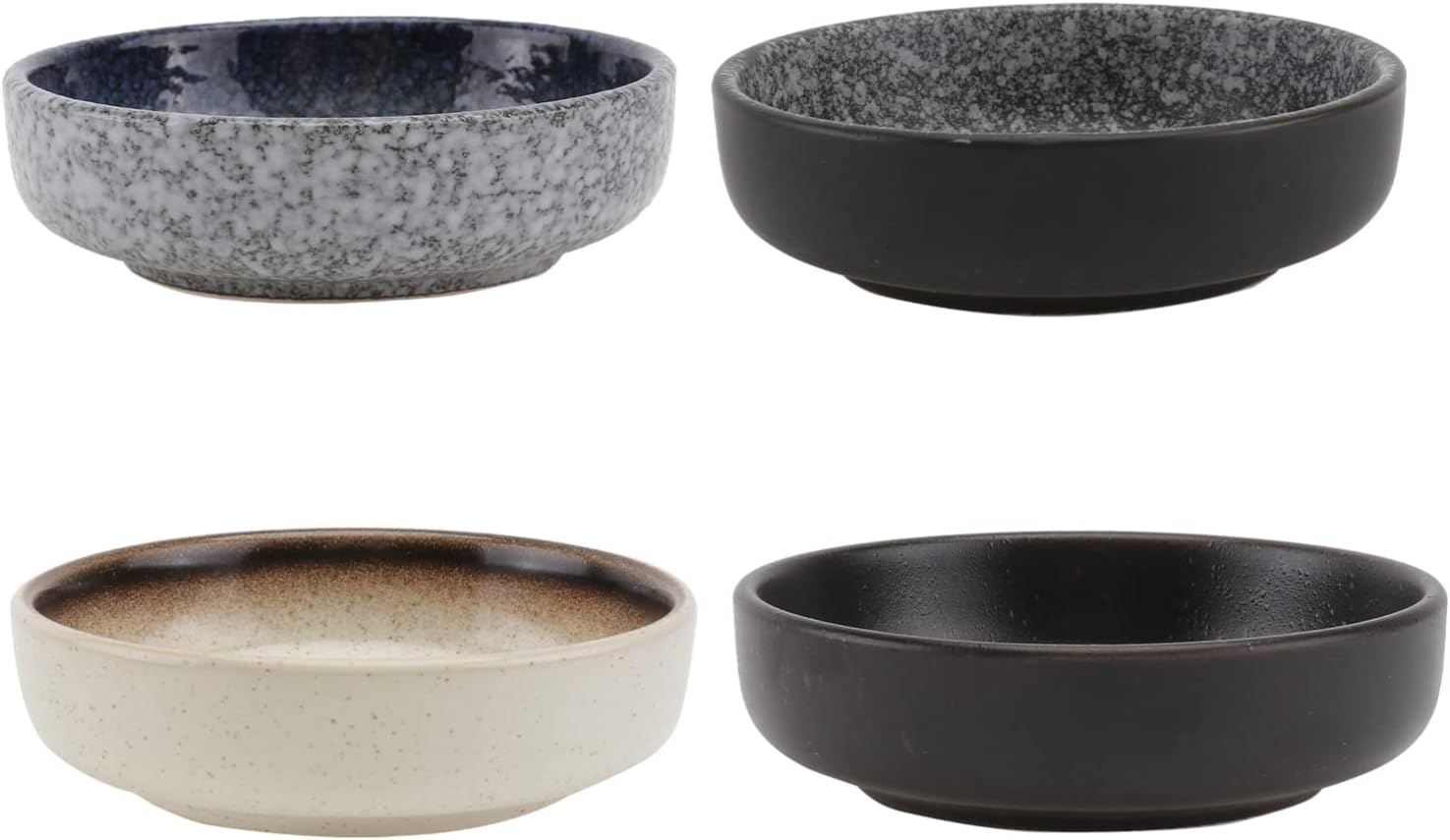 Ceramic Dipping Bowls Set of 4 Porcelain Soy Sauce Dish Bowls Japanese Style Side Dish Bowls Round Seasoning Dishes (Mixed Style)