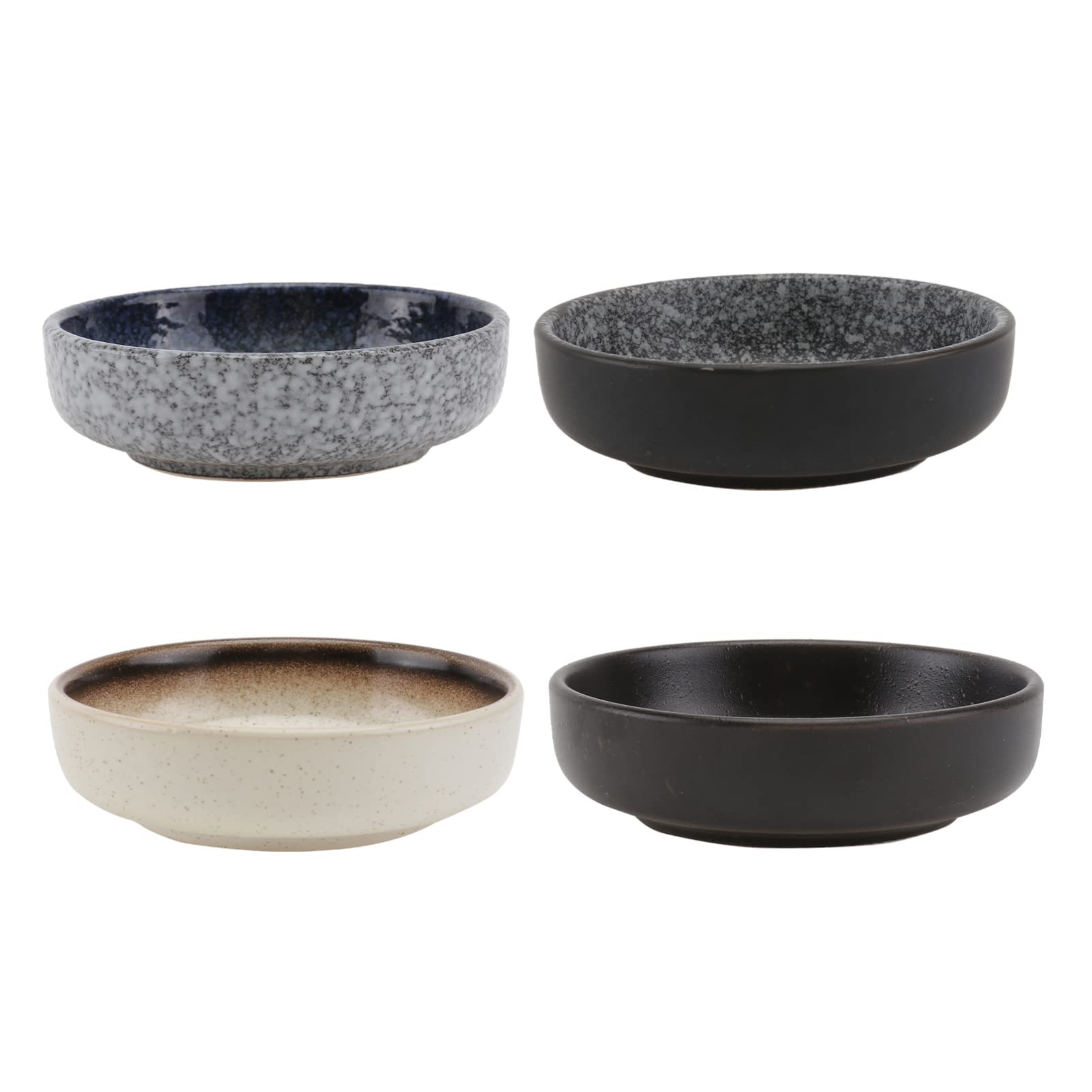 Ceramic Dipping Bowls Set of 4 Porcelain Soy Sauce Dish Bowls Japanese Style Side Dish Bowls Round Seasoning Dishes (Mixed Style)