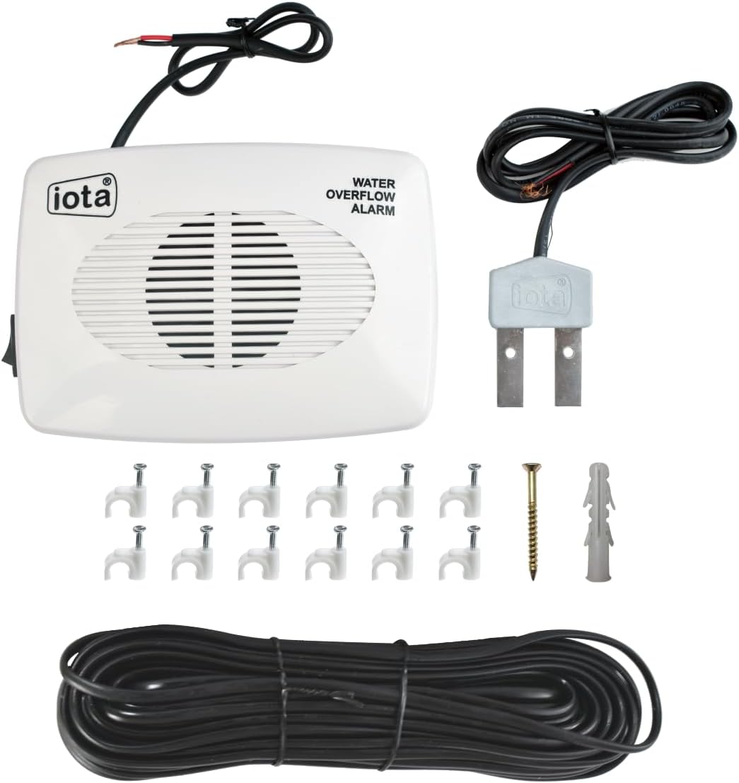 iota H-1 Water Tank Alarm Kit - Overflow Control Bell, Cell Powered, Human Voice Includes Water Alarm, Sensor, 40 Feet Wire, Wire Clips, Gitti & Screws - Made in India- One Year Warranty