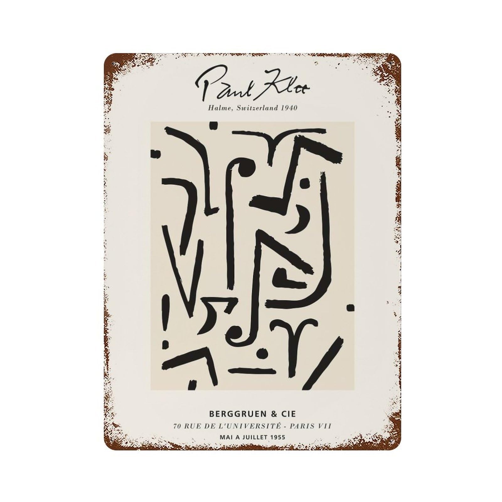 Paul Klee Abstract Art Decorative Tin Sign 15.7"x11.8", Shabby Chic Decor for Garage, Pub Or Kitchen