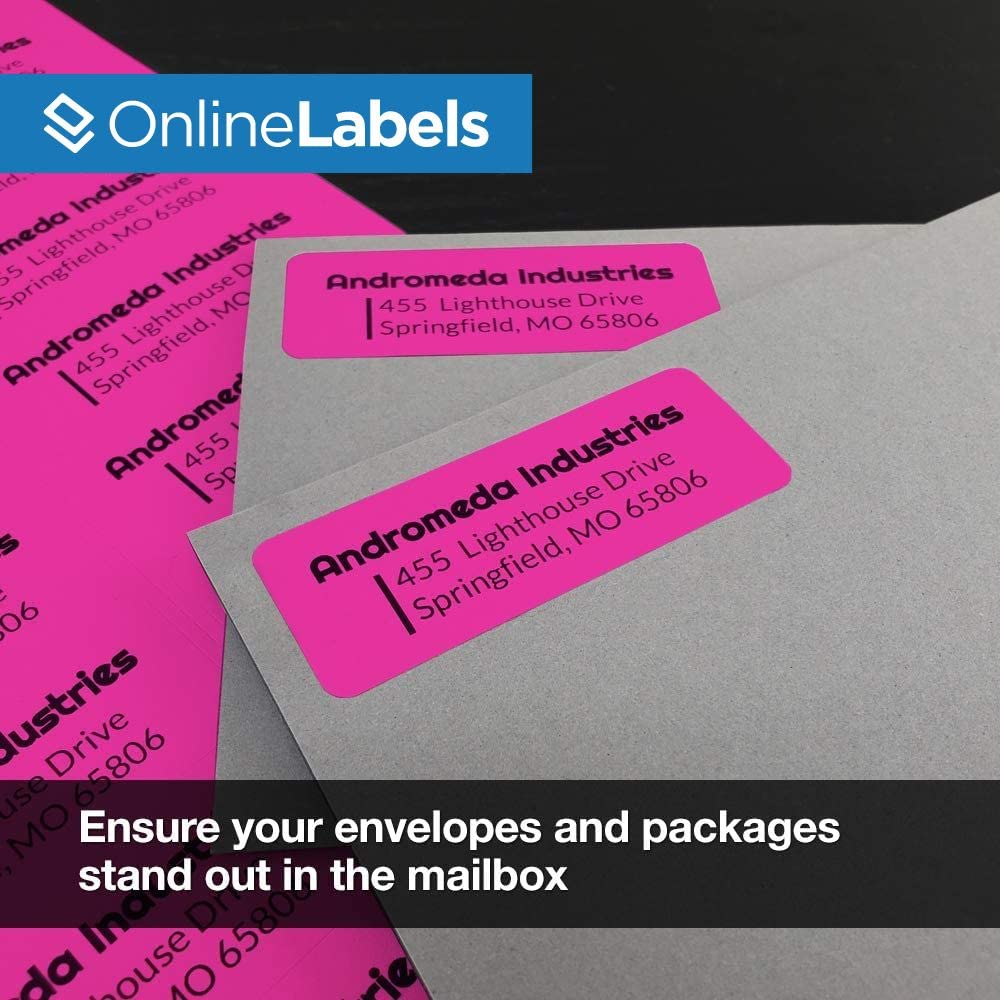 Neon Pink Address Labels - 2.625 X 1 Inch, 3,000 Labels (100 Sheets) For Inkjet/Laser Printers