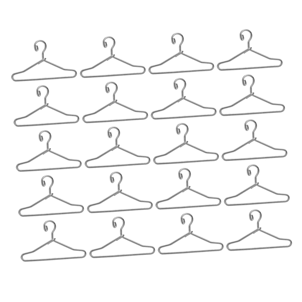 KOMBIUDA 25pcs Doll Hanger Miniature Dolls Clothes Rack Hangers Lightweight Doll Dress Hanger Babydoll Doll Dress Organizer Sturdy Doll Clothing Rack Little Hangers Silver Metal