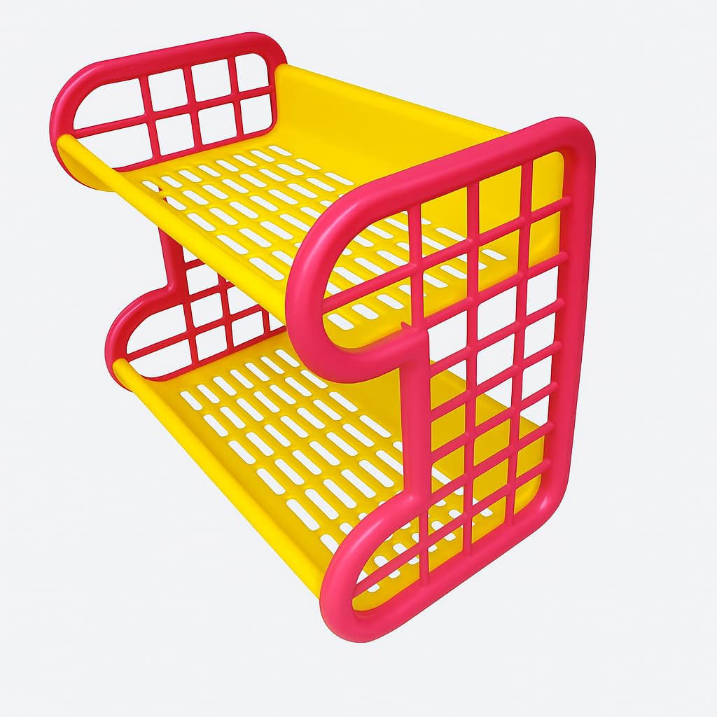 Multipurpose 2 Tier Plastic Storage Rack Shelf fot Kitchen & Bathroom Organizer Stand Durable Lightweight Open Design for Easy Access |Yellow-image-6