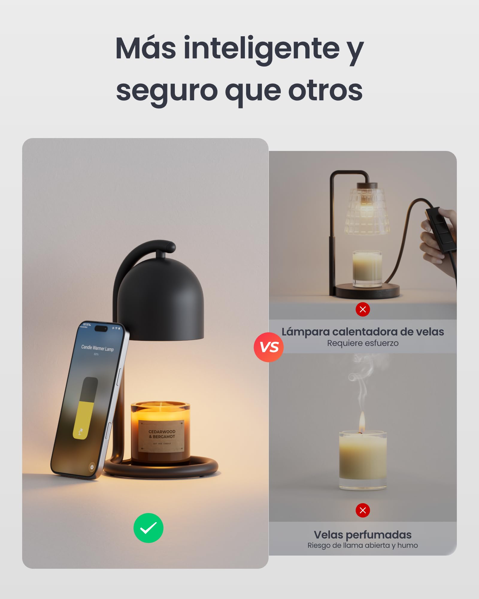 SwitchBot Lámpara Calentadora de Velas Inteligente con Temporizador y Regulador, Calentador Eléctrico para Velas Compatible con Matter, Apple Home y Alexa, Decoración Hogar, Negro